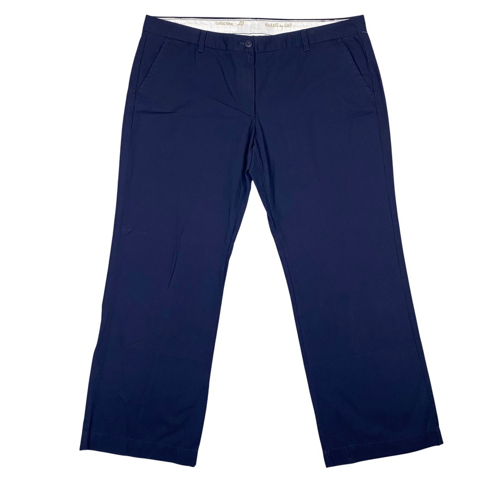 Gap Classic Khaki Straight Leg Cotton Chino Pants Women 20 Regular Navy Blue NWT